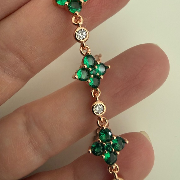 🆕 Luxury Rose Gold Plated Brass Four-leaf Clover Chain Link Bracelets - Picture 4 of 5